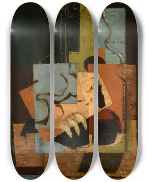 Triptych art skateboard deck of Louis Marcoussis Composition_2 by Louis Marcoussis (1883-1941)