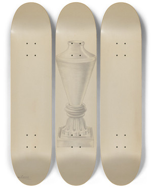 Triptych art skateboard deck of Charles Caseau Lamp_7 by Charles Caseau (1880)