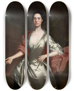 Triptych art skateboard deck of Allan Ramsay Portrait Of Lady Susanna Campbell Ne Bernard D 1751 by Allan Ramsay (1713-1784)