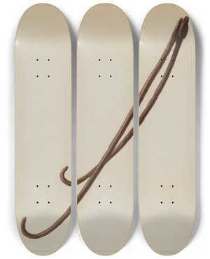 Triptych art skateboard deck of Fred Hassebrock Pot Hooks by Fred Hassebrock