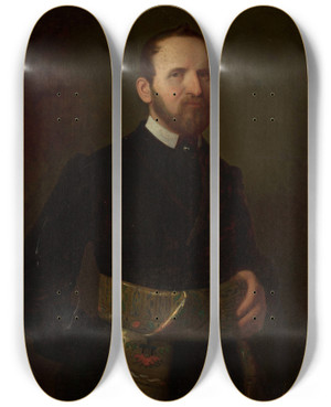 Triptych art skateboard deck of Franciszek Tepa Portrait Of Antoni Bautowski by Franciszek Tepa (1829-1889)