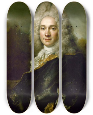 Triptych art skateboard deck of Nicolas De Largillire Portrait Of Pierre Cadeau De Mongazon by Nicolas de Largillire (1656-1746)