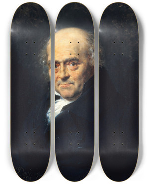 Triptych art skateboard deck of Eugne Devria Portrait Of Monsieur Couche by Eugene Deveria (1805-1865)