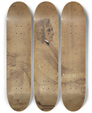 Triptych art skateboard deck of Jakob Gtzenberger Fryderyk Chopin At The Piano by Jacob Gotzenberger (1802-1866)