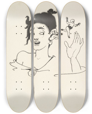 Triptych art skateboard deck of Aubrey Vincent Beardsley Grotesques By Aubrey Beardsley 2 by Aubrey Vincent Beardsley (1872-1898) Triptych art skateboard deck of Aubrey Vincent Beardsley Grotesques By Aubrey Beardsley 2 by Aubrey Vincent Beardsley (1872-1898)
