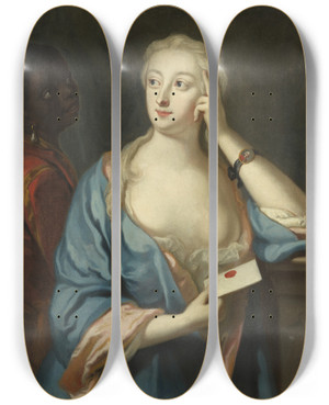 Triptych art skateboard deck of Georg Engelhard Schrder Unknown Woman by Georg Engelhard Schroder (1684-1750)