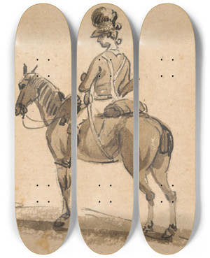 Triptych art skateboard deck of Paul Sandby Light Dragoon Mounted Facing Left by Paul Sandby (1731-1809) Triptych art skateboard deck of Paul Sandby Light Dragoon Mounted Facing Left by Paul Sandby (1731-1809)