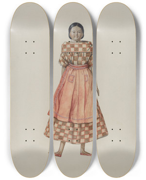 Triptych art skateboard deck of David S De Vault Doll by David S De Vault