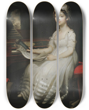 Triptych art skateboard deck of Mather Brown Portrait Of A Young Woman by Mather Brown (1761-1831)