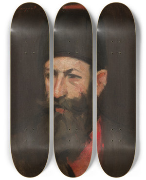 Triptych art skateboard deck of John Singer Sargent The Cossack by John Singer Sargent (1856-1925)