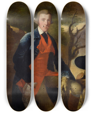 Triptych art skateboard deck of Joseph Wright Of Derby Edward Becher Leacroft Of Wirksworth by Joseph Wright Of Derby (1734-1797)