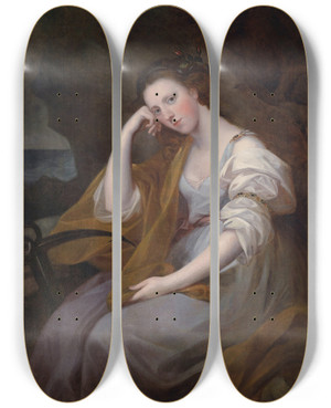 Triptych art skateboard deck of Angelica Kauffmann Portrait Of Lady Louisa Leveson Gower As Spes Goddess Of Hope by Angelica Kauffmann (1741-1807)