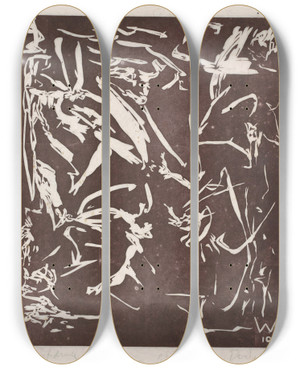Triptych art skateboard deck of Erich Wichmann Abstracte Compositie_4 by Erich Wichmann (1890-1929)