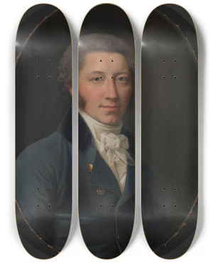 Triptych art skateboard deck of Jens Juel Portrait Of A Man by Jens Juel (1745-1802)