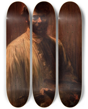Triptych art skateboard deck of Eliseu Visconti Autorretrato_2 by Eliseu Visconti (1866-1944)