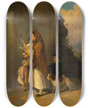 Triptych art skateboard deck of Johann Matthias Ranftl The Supplicants by Johann Matthias Ranftl (1804-1854)