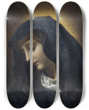 Triptych art skateboard deck of Carlo Dolci The Virgin by Carlo Dolci (1616-1687)