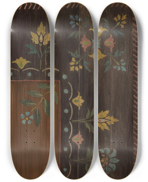 Triptych art skateboard deck of Jerome Hoxie Stencilled Floor_1 by Jerome Hoxie
