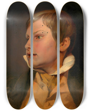 Triptych art skateboard deck of Josef Danhauser Portrt Eines Knaben Carl Danhauser by Josef Danhauser (1805-1845)
