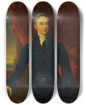 Triptych art skateboard deck of Studio Of Sir Thomas Lawrence Portrait Of Sir Thomas Le Breton 17631838 Bailli And President Of The States Of Jersey by Studio Of Sir Thomas Lawrence (1769-1830)