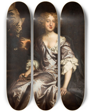 Triptych art skateboard deck of Sir Peter Lely Portrait Of Lady Elizabeth Strickland Ne Pile by Sir Peter Lely (1618-1680)