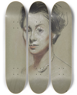 Triptych art skateboard deck of Jeanlouis Forain Ava Mendelsohn by Jean Louis Forain (1852-1931)