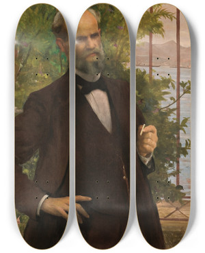 Triptych art skateboard deck of Eliseu Visconti Retrato Do Sr Simas by Eliseu Visconti (1866-1944)