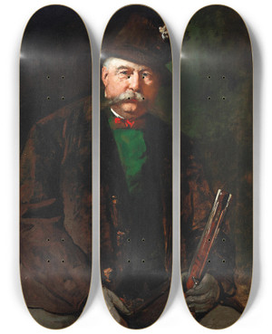 Triptych art skateboard deck of Gustav Wertheimer Portrt Nikolaus Graf Tork De Szendr by Gustav Wertheimer (1847-1902)