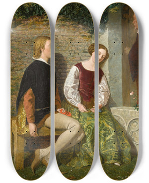 Triptych art skateboard deck of Adolphus M Madot Slenders Wooing Of Ann Page by Adolphus M Madot (1838-1861)