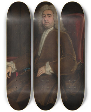 Triptych art skateboard deck of Jonathan Richardson The Elder Francis Second Earl Of Godolphin by Jonathan Richardson The Elder (1667-1745)
