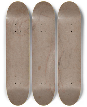 Triptych art skateboard deck of Sir Peter Lely Drawings Of Hands_6 by Sir Peter Lely (1618-1680)