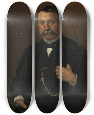 Triptych art skateboard deck of Lon Bonnat Portrait Of A Man by Leon Bonnat (1833-1922)