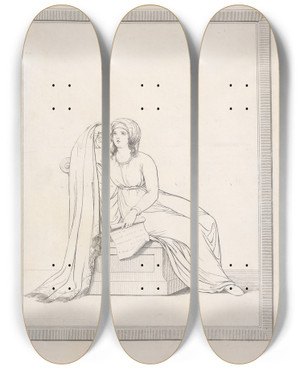 Triptych art skateboard deck of Friedrich Rehberg Drawings Faithfully Copied From Nature At Naples Pl11 by Friedrich Rehberg (1758-1835)