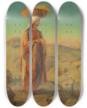 Triptych art skateboard deck of William James Webbe Ruth An Eastern Gleaner by William James Webbe (1830-1904)