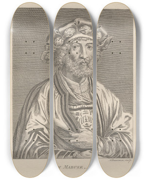 Triptych art skateboard deck of Alexander Bannerman John Mabuse by Alexander Bannerman (1730-1780)