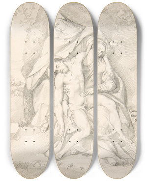 Triptych art skateboard deck of Johann David Passavant Piet After Giovanni Cariani by Johann David Passavant (1787-1861)