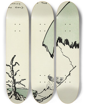 Triptych art skateboard deck of Hendrik Willem Van Loon Gradually However The Earth Grew Cold by Hendrik Willem Van Loon (1882-1944)