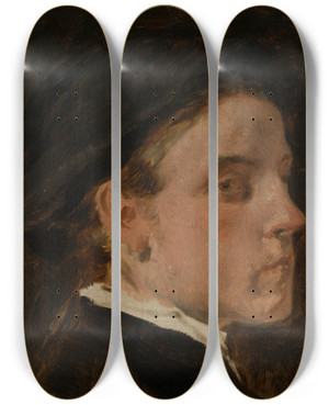 Triptych art skateboard deck of Hans Canon Portrait Study Of The Painter Wilhelm Trbner by Hans Canon (1829-1885)