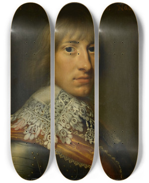 Triptych art skateboard deck of Wybrand De Geest Portrait Of Henry Casimir I Count Of Nassaudietz by Wybrand de Geest (1592-1661)