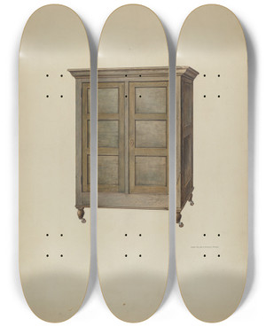 Triptych art skateboard deck of Kurt Melzer Cabinet by Kurt Melzer