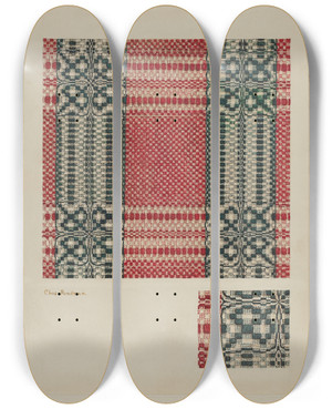 Triptych art skateboard deck of Charles Roadman Coverlet_1 by Charles Roadman