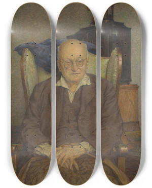 Triptych art skateboard deck of Leopold Blauensteiner Alexander Demetrius Goltz Maler by Leopold Blauensteiner (1880-1947)
