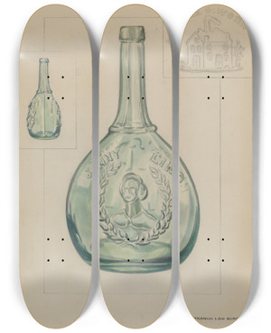 Triptych art skateboard deck of Francis Law Durand Bottle_2 by Francis Law Durand (1935)