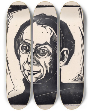 Triptych art skateboard deck of Meijer Bleekrode Portret Van Abraham Bleekrode by Meijer Bleekrode (1896-1943)