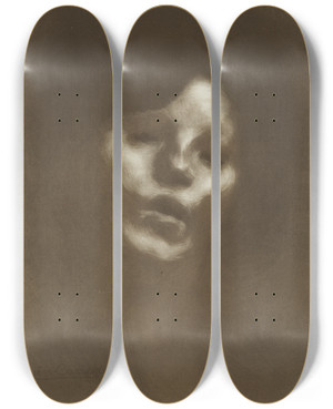 Triptych art skateboard deck of Eugne Carriere Mlle Marguerite Carrire Singing by Eugene Carriere (1849-1906)