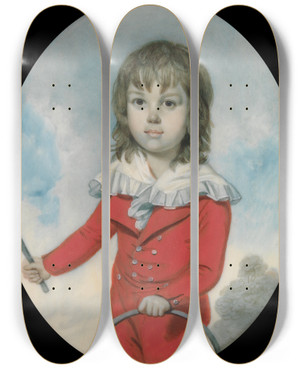 Triptych art skateboard deck of Richard Crosse Joseph De Lautour by Richard Crosse (1742-1810)