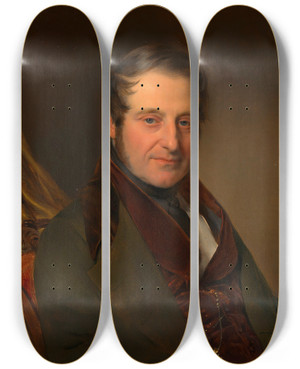 Triptych art skateboard deck of Franz Eybl Rudolf Von Arthaber Textilfabrikant Und Kunstsammler by Franz Eybl (1806-1880)