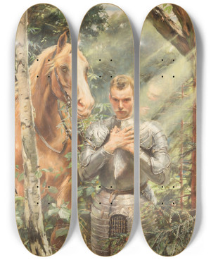 Triptych art skateboard deck of Theodor Bohnenberger Knight Of The Teutonic Order by Theodor Bohnenberger (1868-1941)
