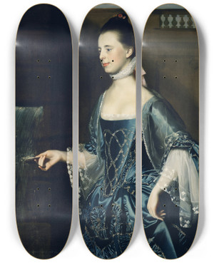 Triptych art skateboard deck of John Singleton Copley Mrs Daniel Sargent Mary Turner by John Singleton Copley (1738-1815)