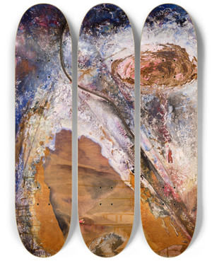 Triptych art skateboard deck of Lola Liivat Unistuste Kaugused by Lola Liivat (1928)